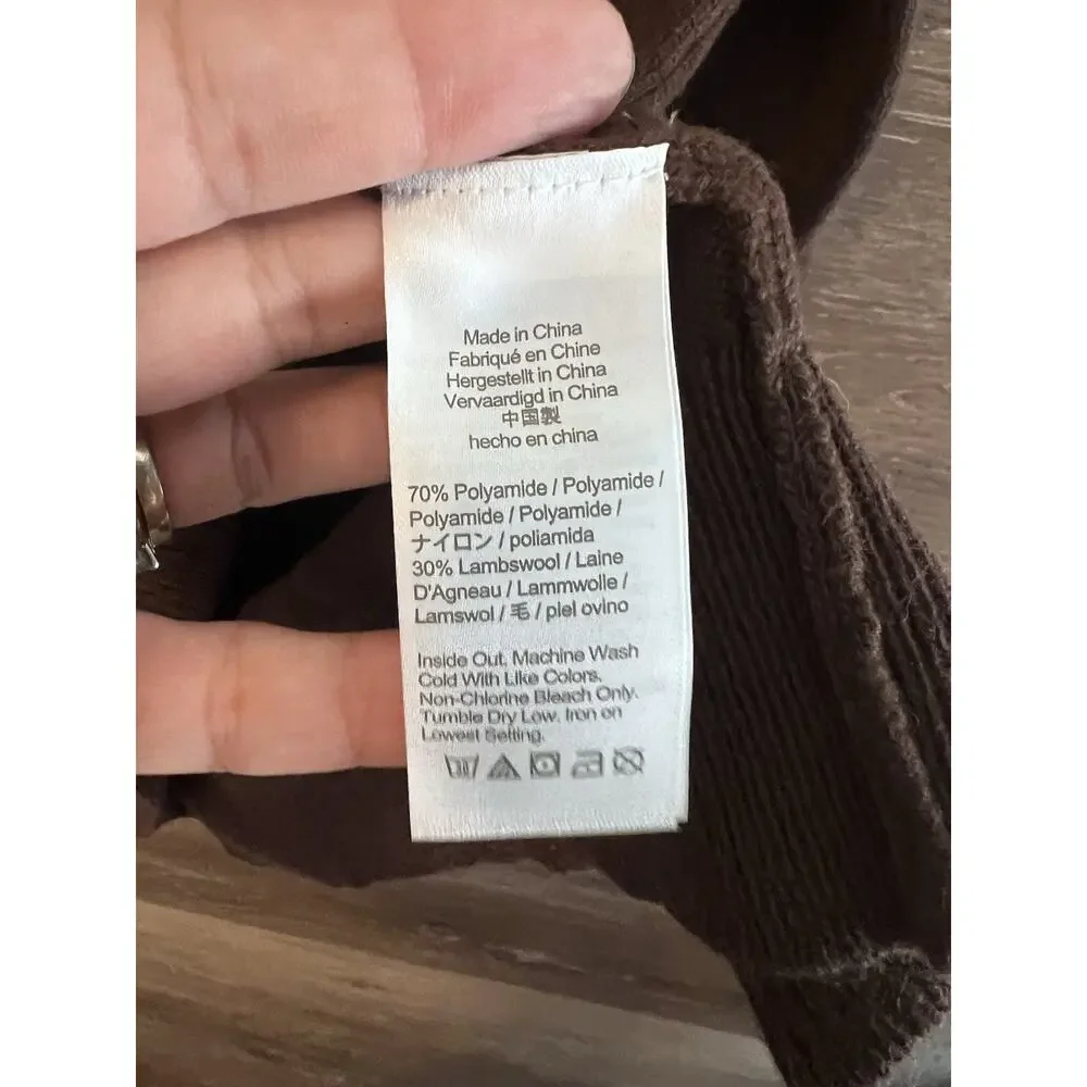 J.Crew Men's Shawl Collar Lambswool Pullover Sweater Brown Button Size Medium